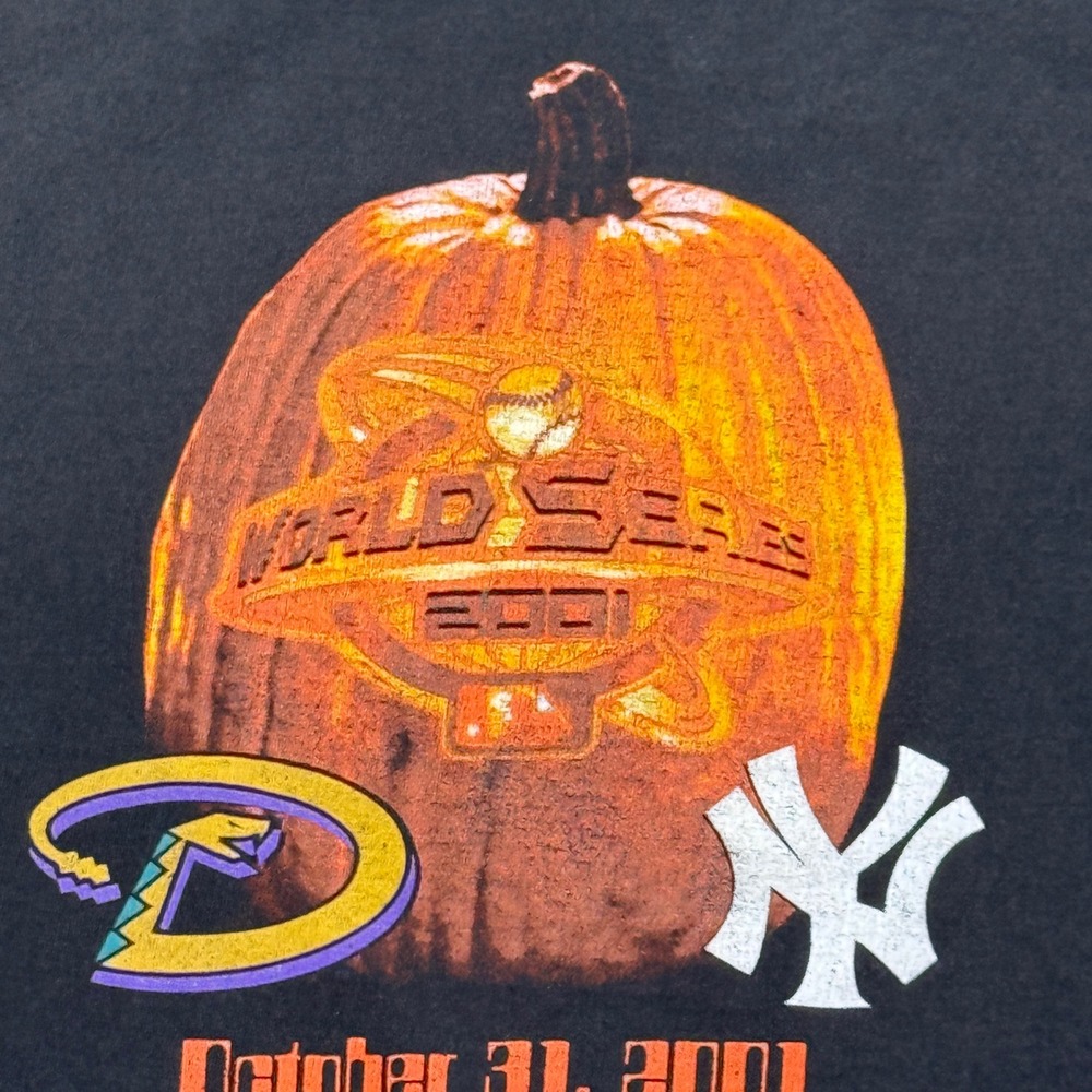 Vintage 2001 World Series Yankees Diamondbacks Halloween T Shirt Mens XL MLB